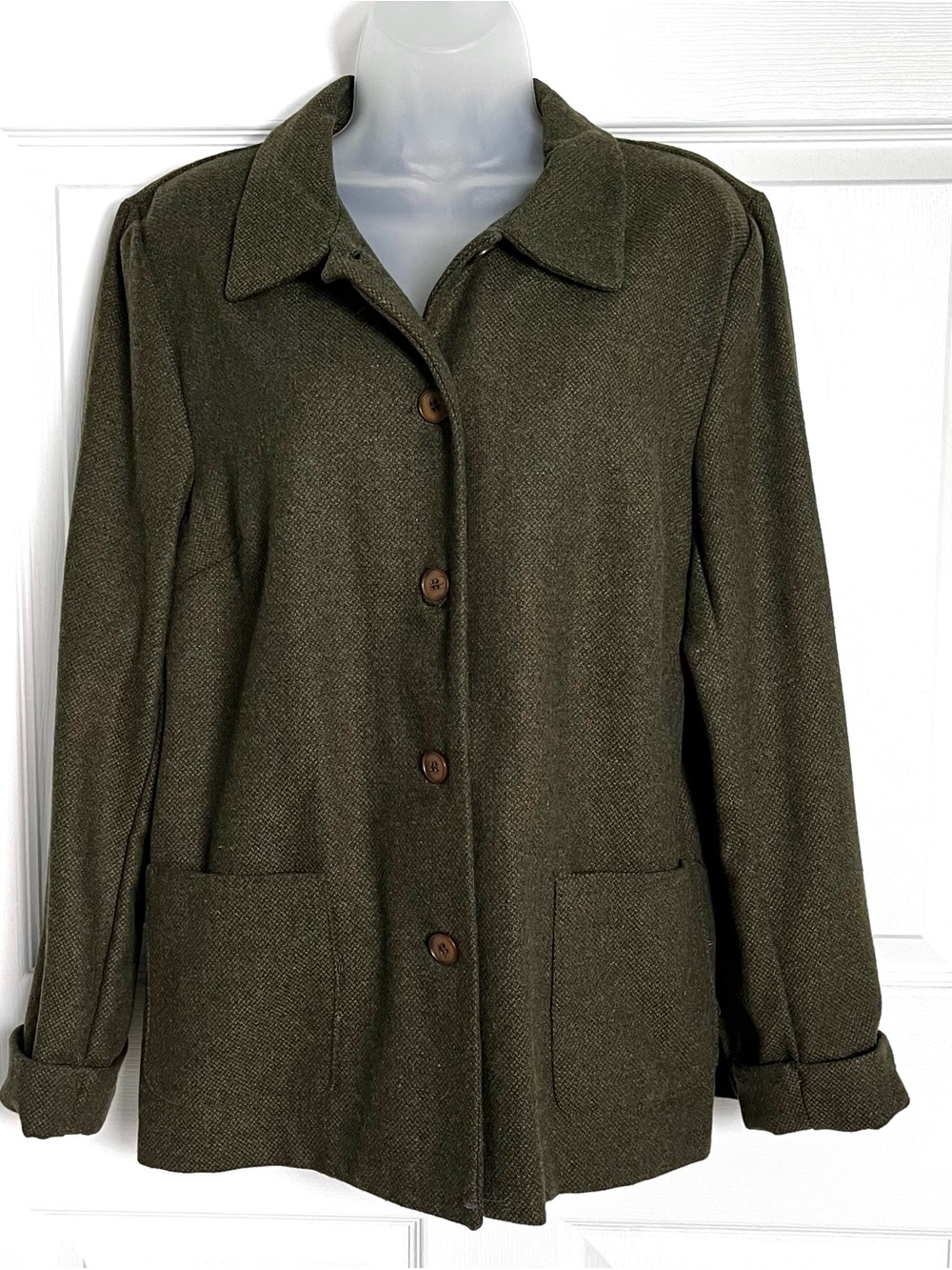NWT Late 90s Deadstock 70% Wool Jaclyn Smith Olive Barn Jacket M
